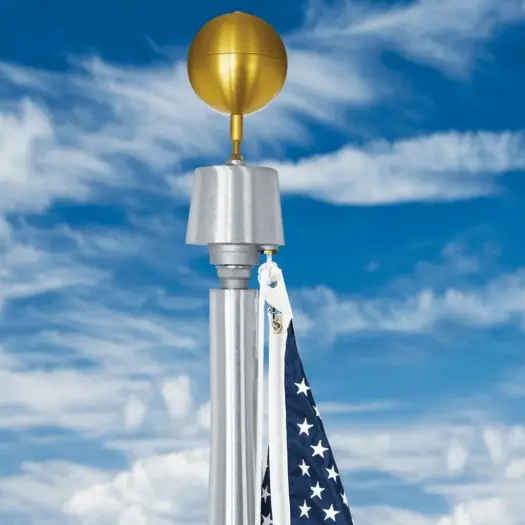 40' One Piece Aluminum Internal Halyard Tapered Flag Pole Commercial Grade